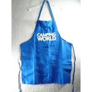 Camping World Apron  Adult One‎ Size Blue Waist Ties Bar-B-Que Cooking Grilling